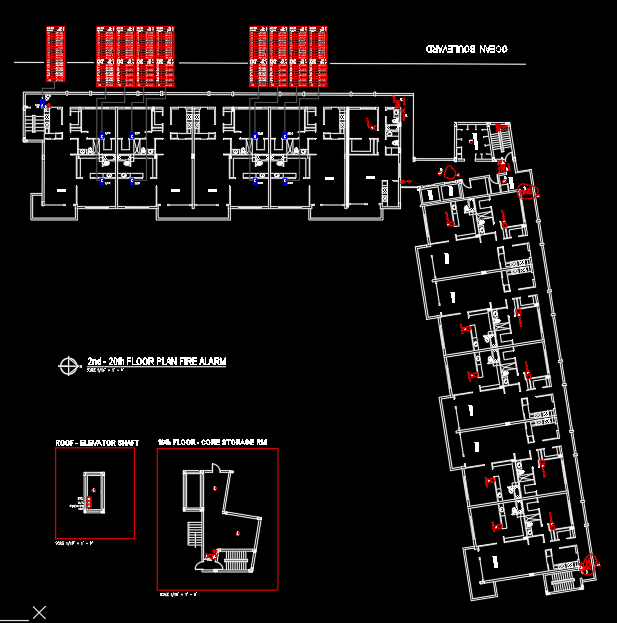 Fire alarm device layout on CAD drawing