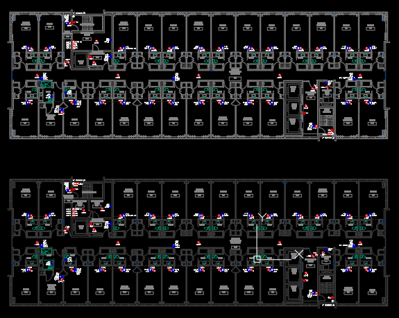 Smoke detector layout across commercial floor