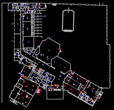 Fire alarm annunciator panel in lobby
